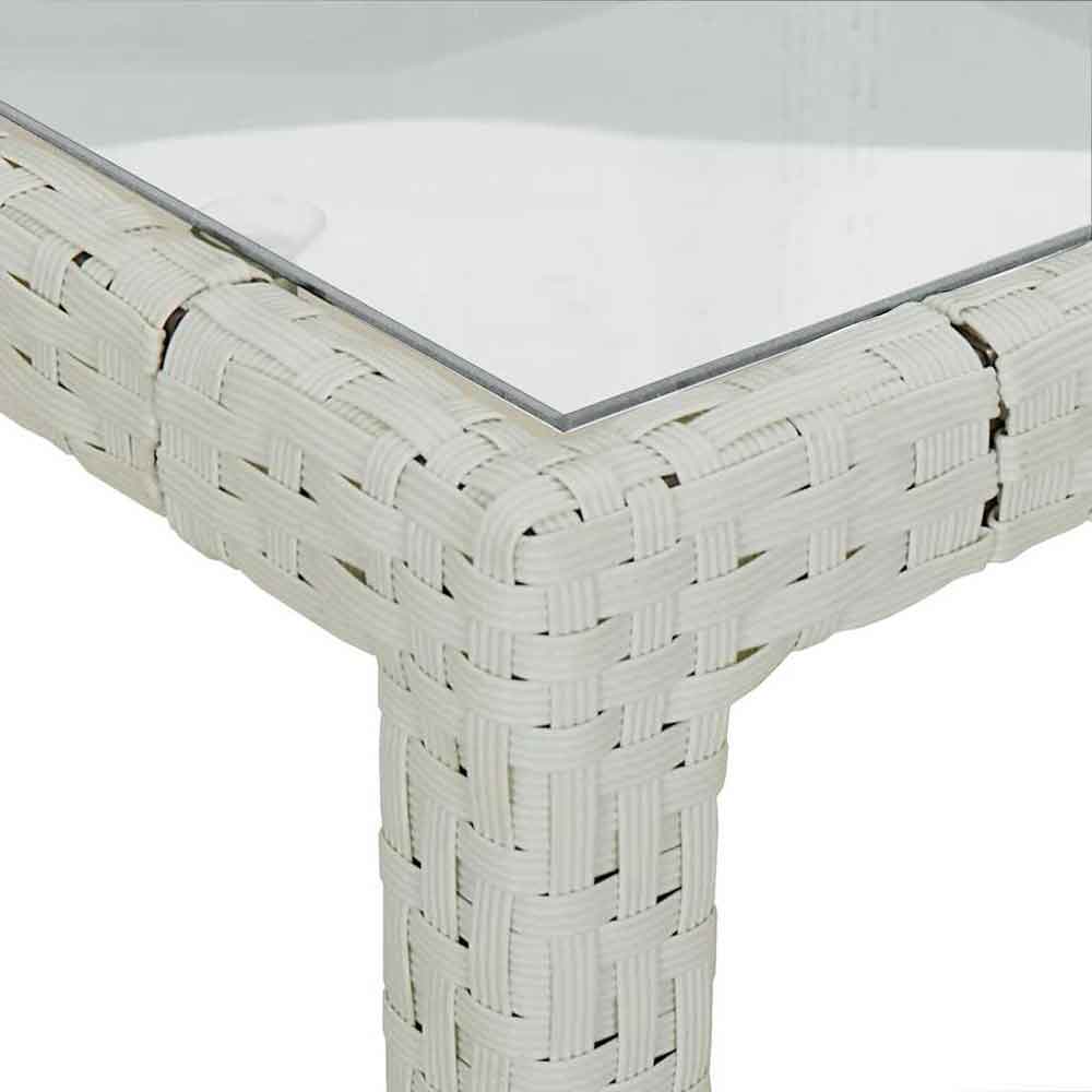 Bexter Clear Glass Top Garden Dining Table Square In White
