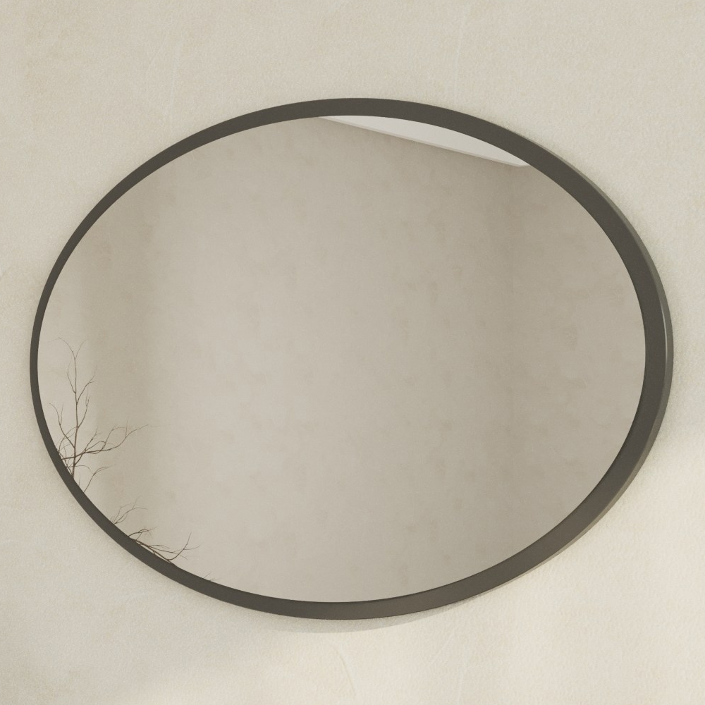 Beyo Oval Wooden Wall Mirror in Anthracite