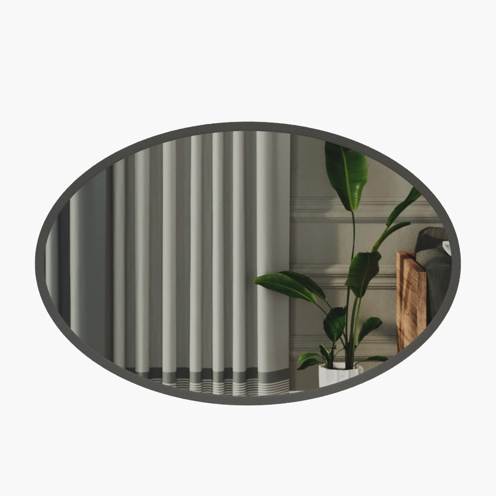 Beyo Oval Wooden Wall Mirror in Anthracite