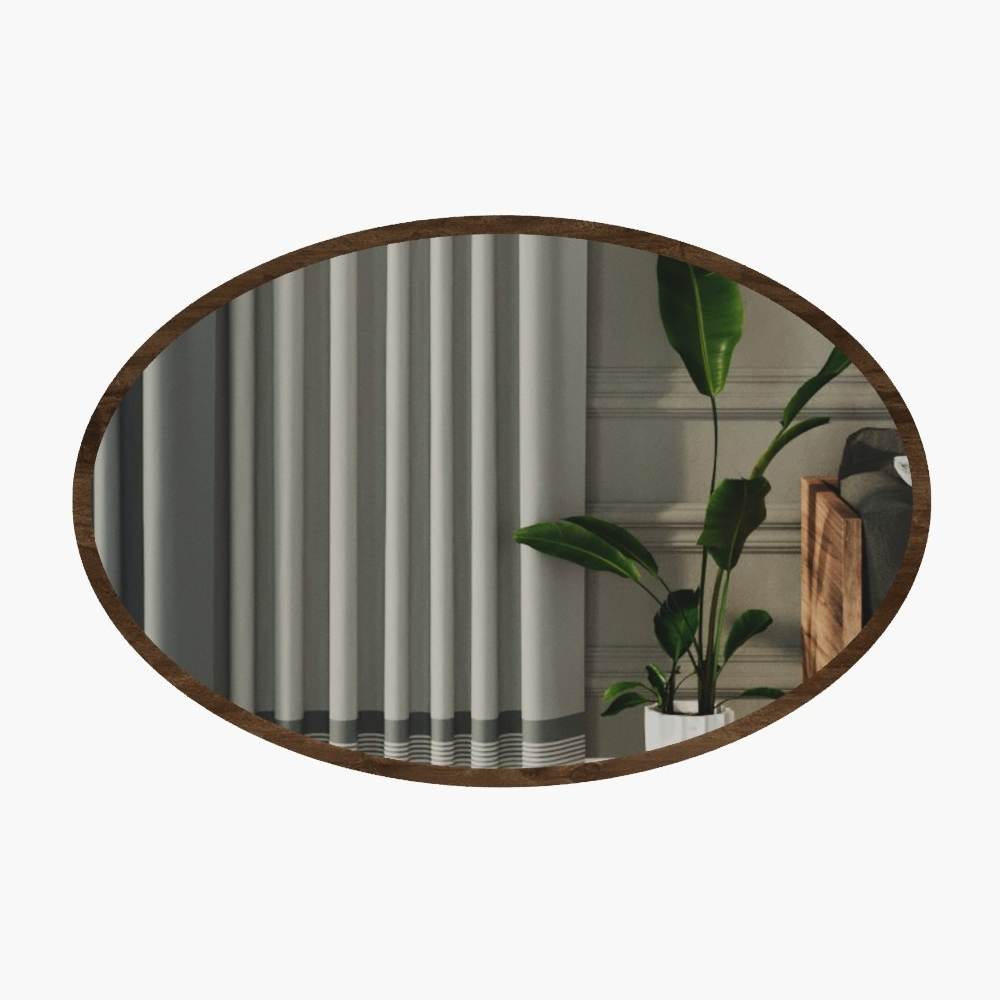 Beyo Oval Wooden Wall Mirror in Walnut