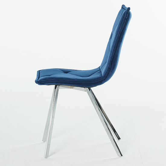 Beyya Set Of 4 Velvet Fabric Dining Chairs In Blue_4