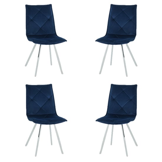 Beyya Set Of 4 Velvet Fabric Dining Chairs In Blue_1