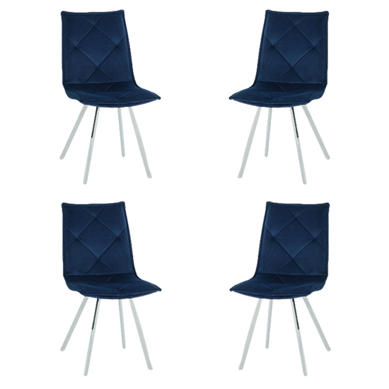 Read more about Beyya set of 4 velvet fabric dining chairs in blue