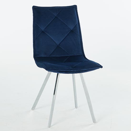 Beyya Set Of 4 Velvet Fabric Dining Chairs In Blue_2
