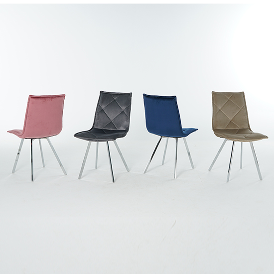 Beyya Set Of 4 Velvet Fabric Dining Chairs In Dark Grey_8