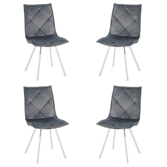 Product photograph of Beyya Set Of 4 Velvet Fabric Dining Chairs In Dark Grey from Furniture in Fashion