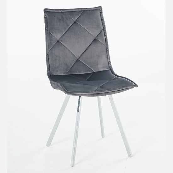Beyya Set Of 4 Velvet Fabric Dining Chairs In Dark Grey_2