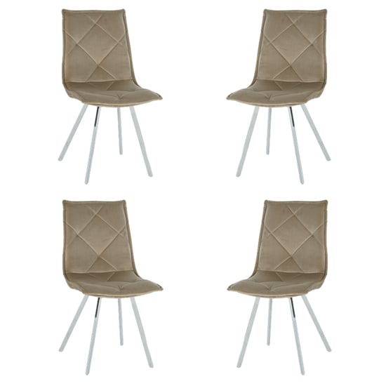 Beyya Set Of 4 Velvet Fabric Dining Chairs In Mink