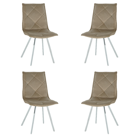 Photo of Beyya set of 4 velvet fabric dining chairs in mink