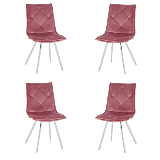 Read more about Beyya set of 4 velvet fabric dining chairs in pink