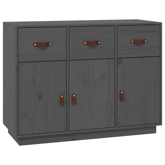 Beyza Pinewood Sideboard With 3 Doors 3 Drawers In Grey