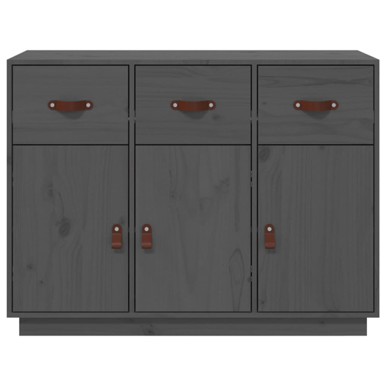 Beyza Pinewood Sideboard With 3 Doors 3 Drawers In Grey