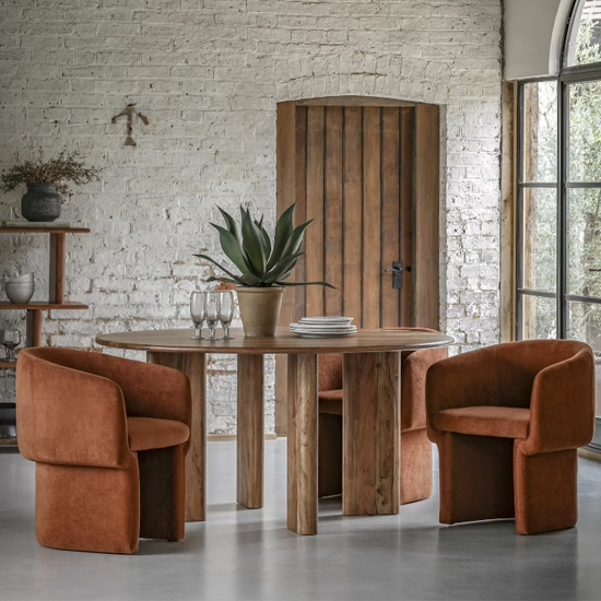 Beziers Wooden Round Dining Table In Natural