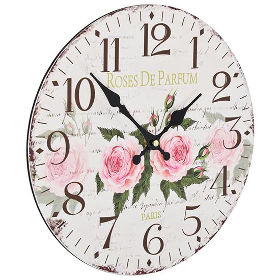 Biagio Wooden Vintage Flower Design Wall Clock In Multicolour