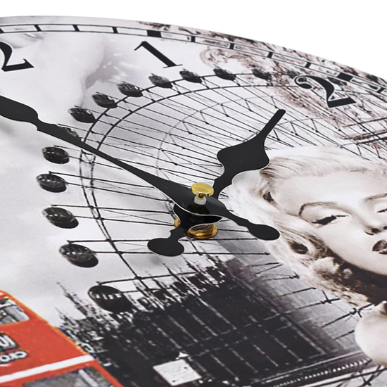 Biagio Wooden Vintage Marilyn Monroe Wall Clock In Multicolour