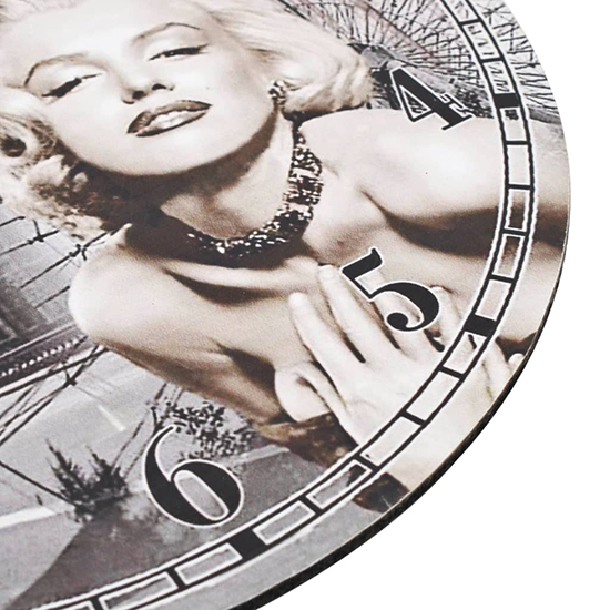 Biagio Wooden Vintage Marilyn Monroe Wall Clock In Multicolour