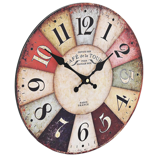 Biagio Wooden Vintage Wall Clock In Multicolour
