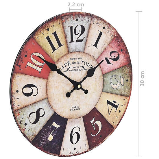 Biagio Wooden Vintage Wall Clock In Multicolour