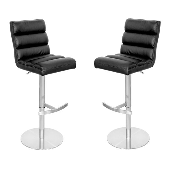 Product photograph of Bianca Black Leather Bar Stool In Pair from Furniture in Fashion