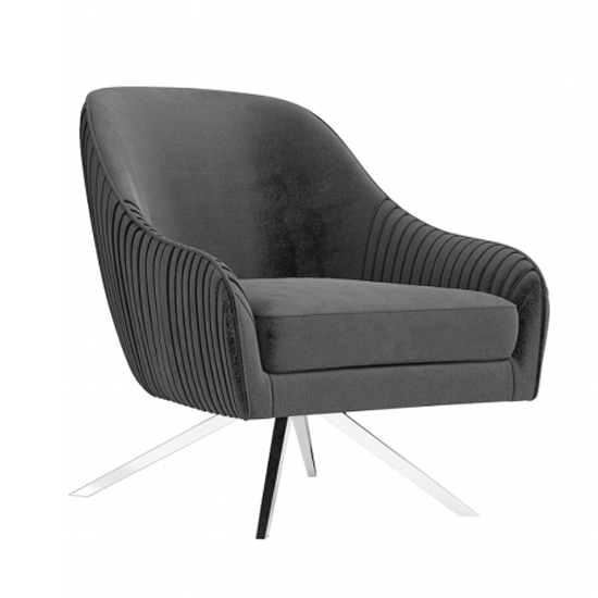 Bianca Velvet Fabric Swivel Lounge Chair In Dark Grey Furniture in