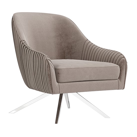 Bagshot Velvet Fabric Swivel Lounge Chair In Mink