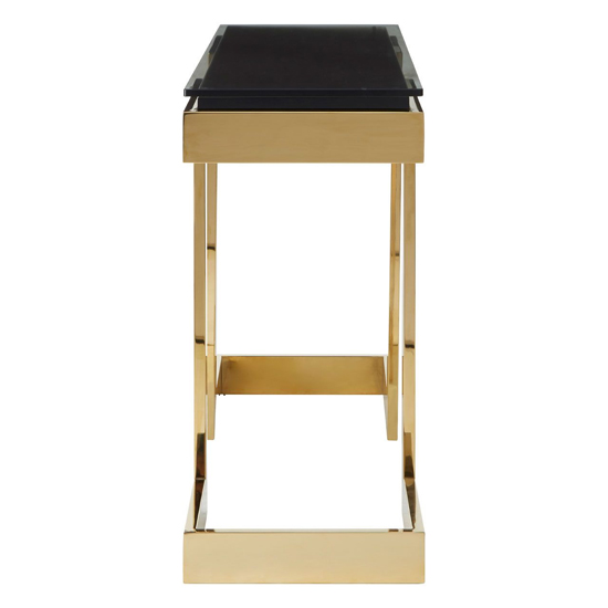Bibha Black Glass Top Console Table With Gold Frame_4