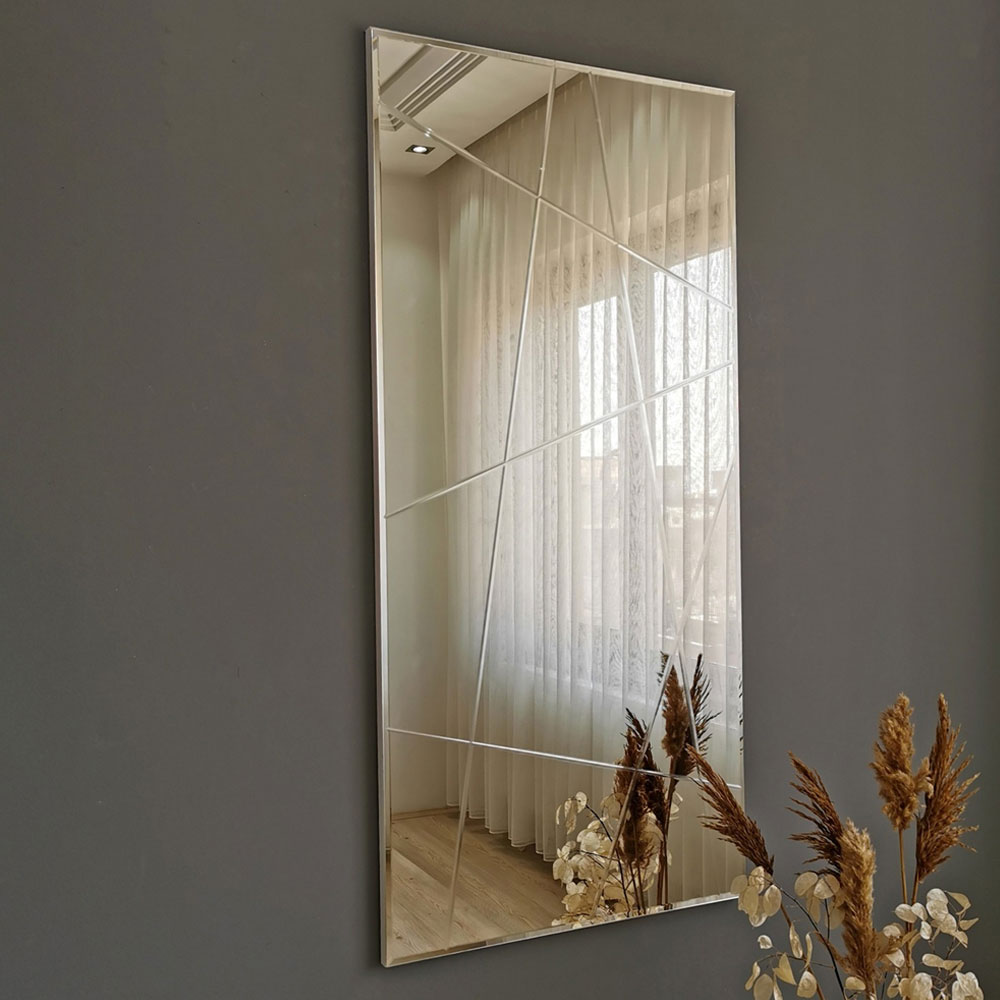 Bicdale Glass Cheval Mirror with Silver MDF Frame