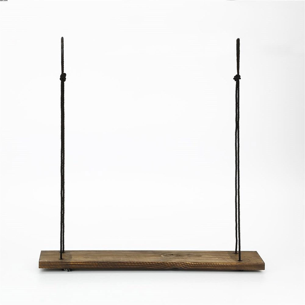 Bicdale Spruce Wood Wall Shelf in Walnut and Black