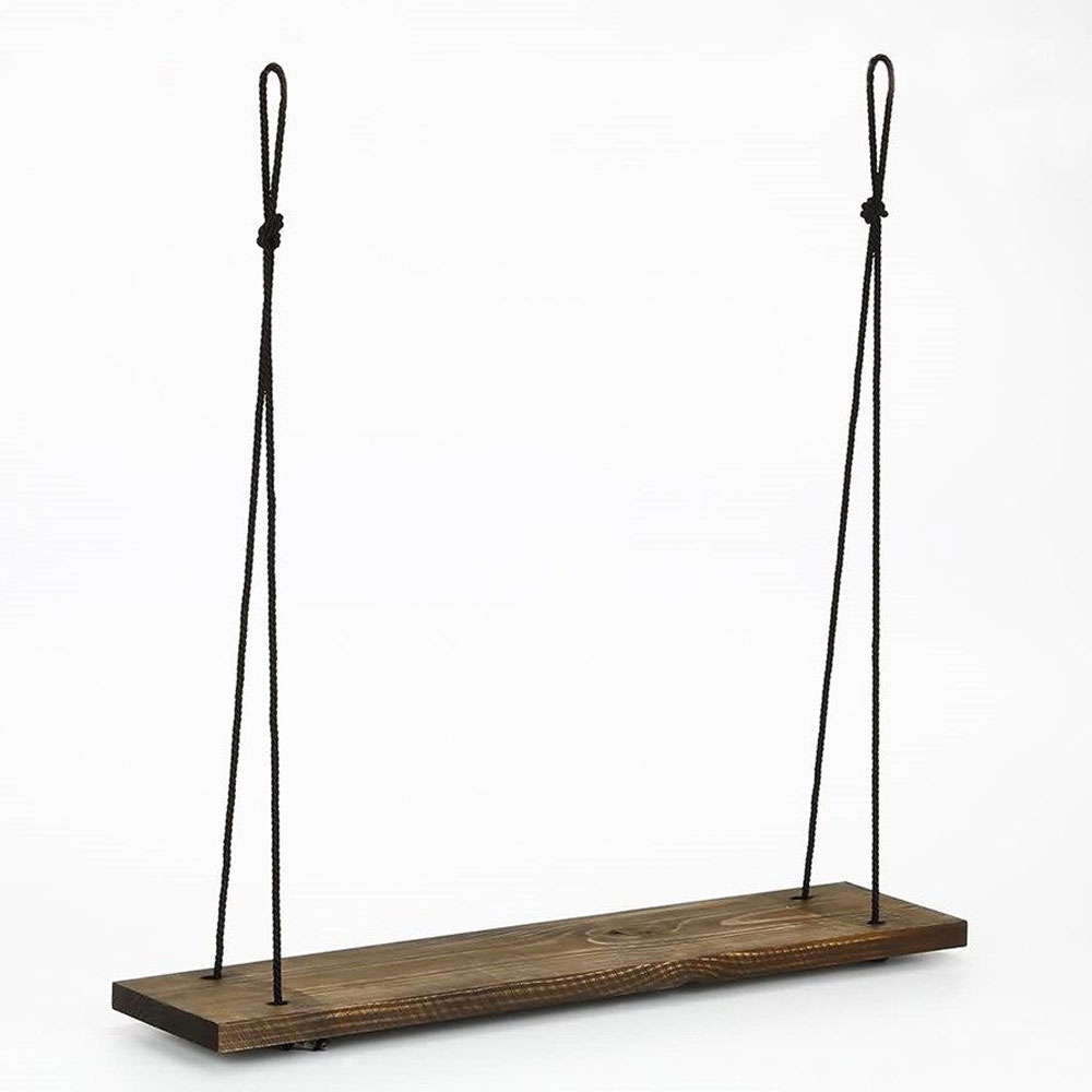 Bicdale Spruce Wood Wall Shelf in Walnut and Black