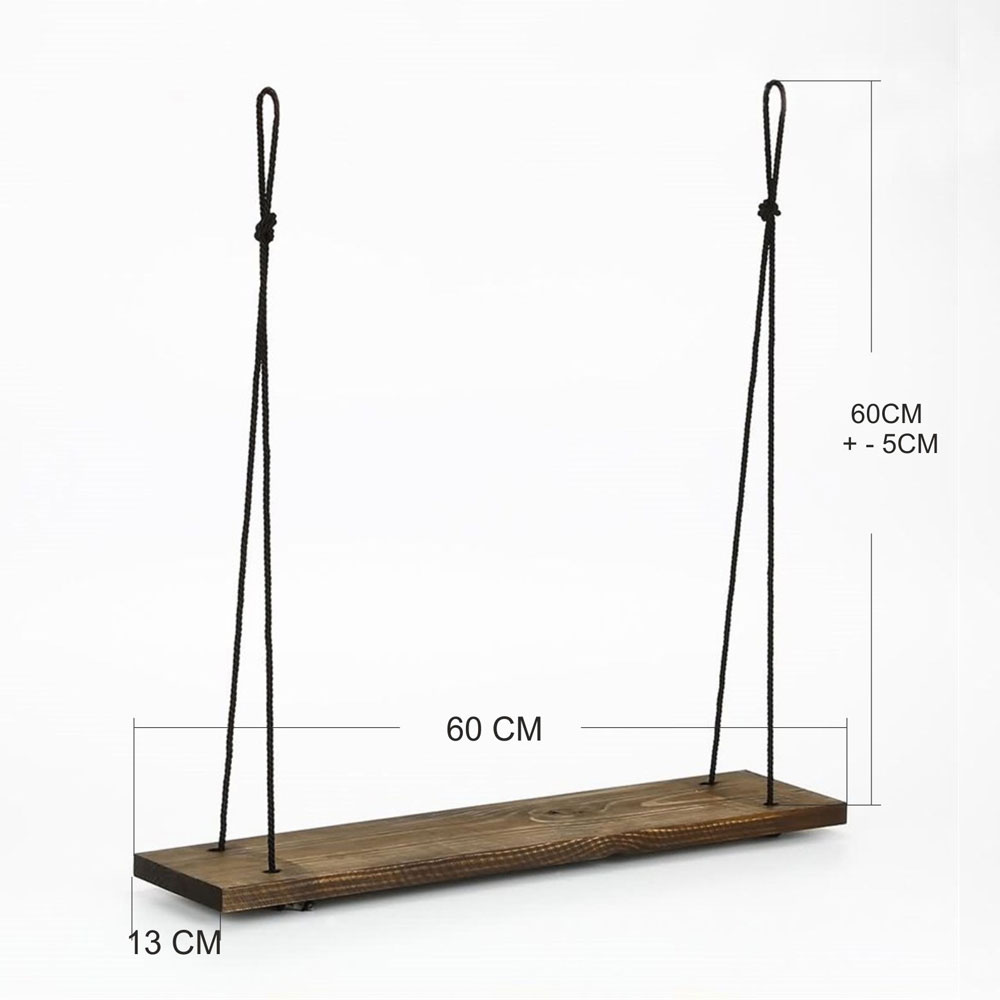 Bicdale Spruce Wood Wall Shelf in Walnut and Black