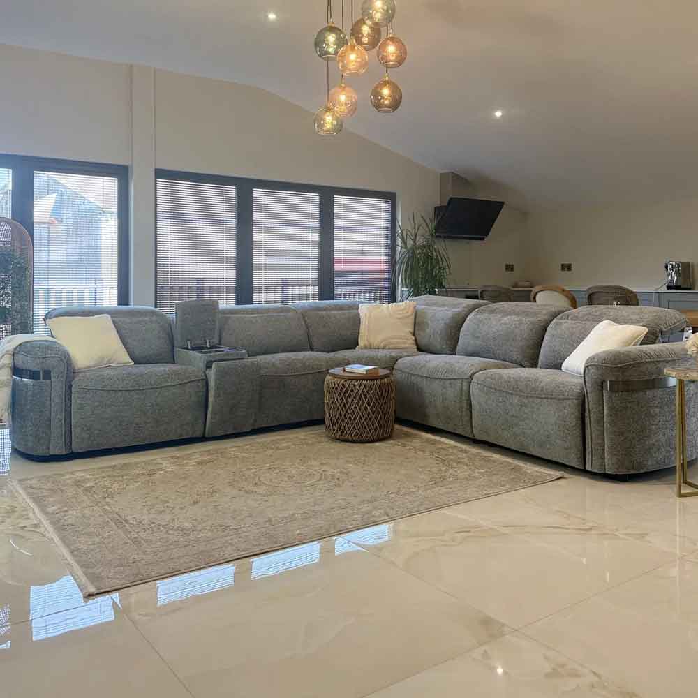 Bicford Fabric Electric Recliner Sofa Corner Sofa in Grey