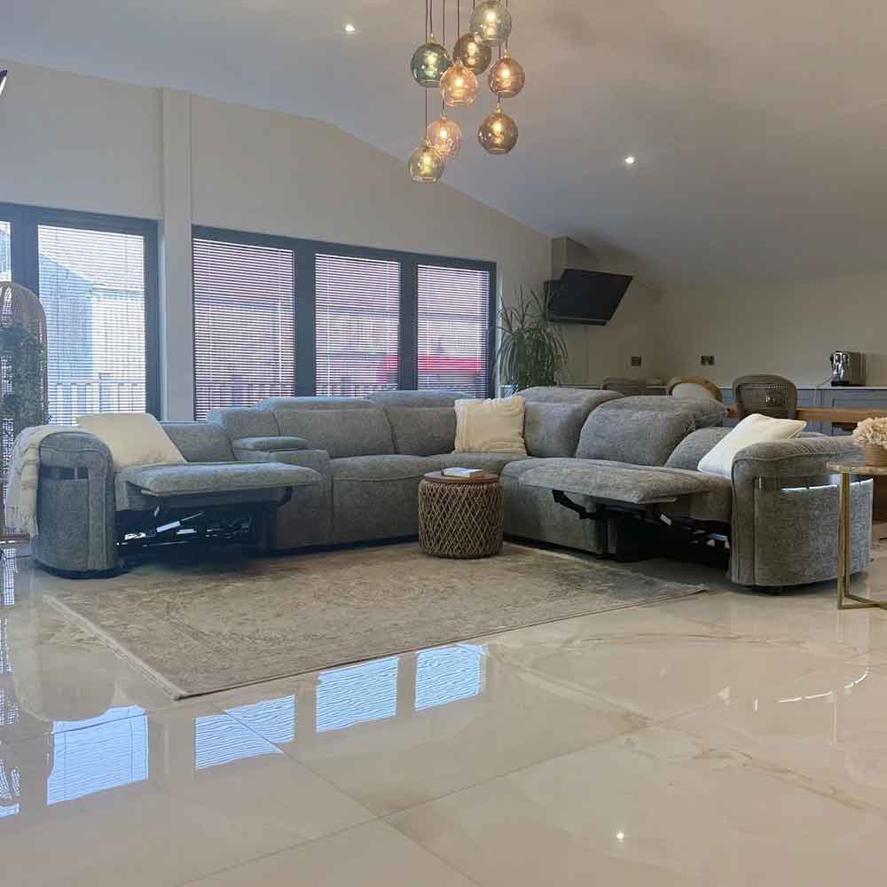 Bicford Fabric Electric Recliner Sofa Corner Sofa in Grey