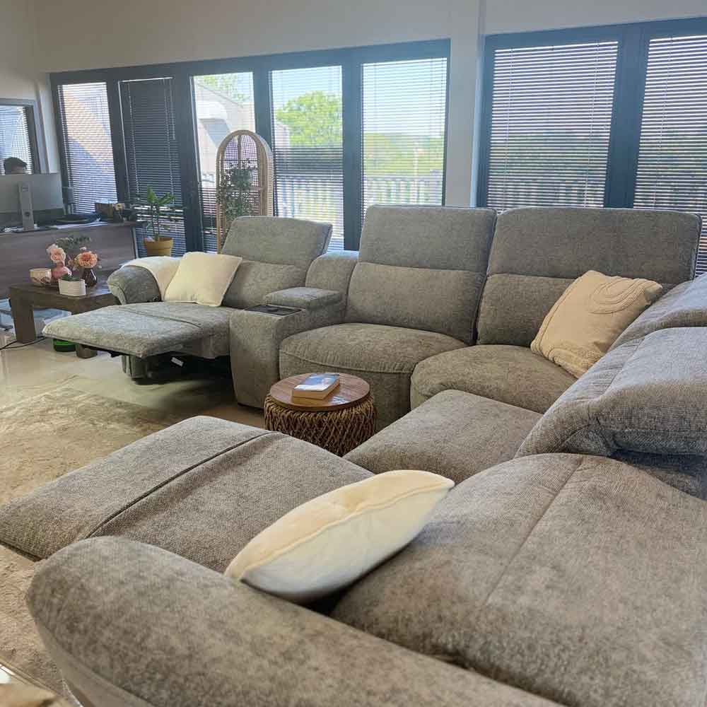Bicford Fabric Electric Recliner Sofa Corner Sofa in Grey