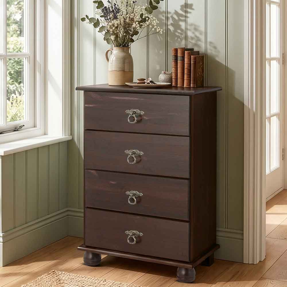 Bickley Wooden Chest Of 4 Drawers in Brown
