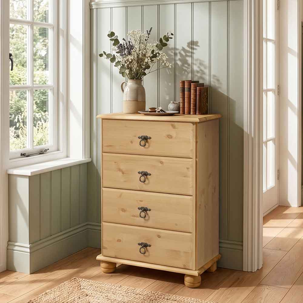 Bickley Wooden Chest Of 4 Drawers in Natural