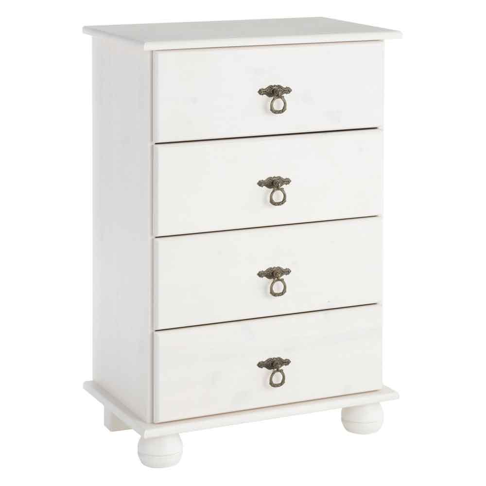 Bickley Wooden Chest Of 4 Drawers in White
