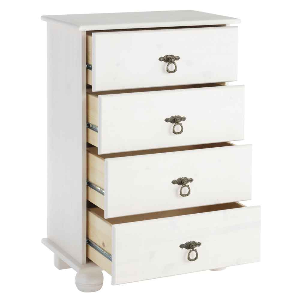 Bickley Wooden Chest Of 4 Drawers in White