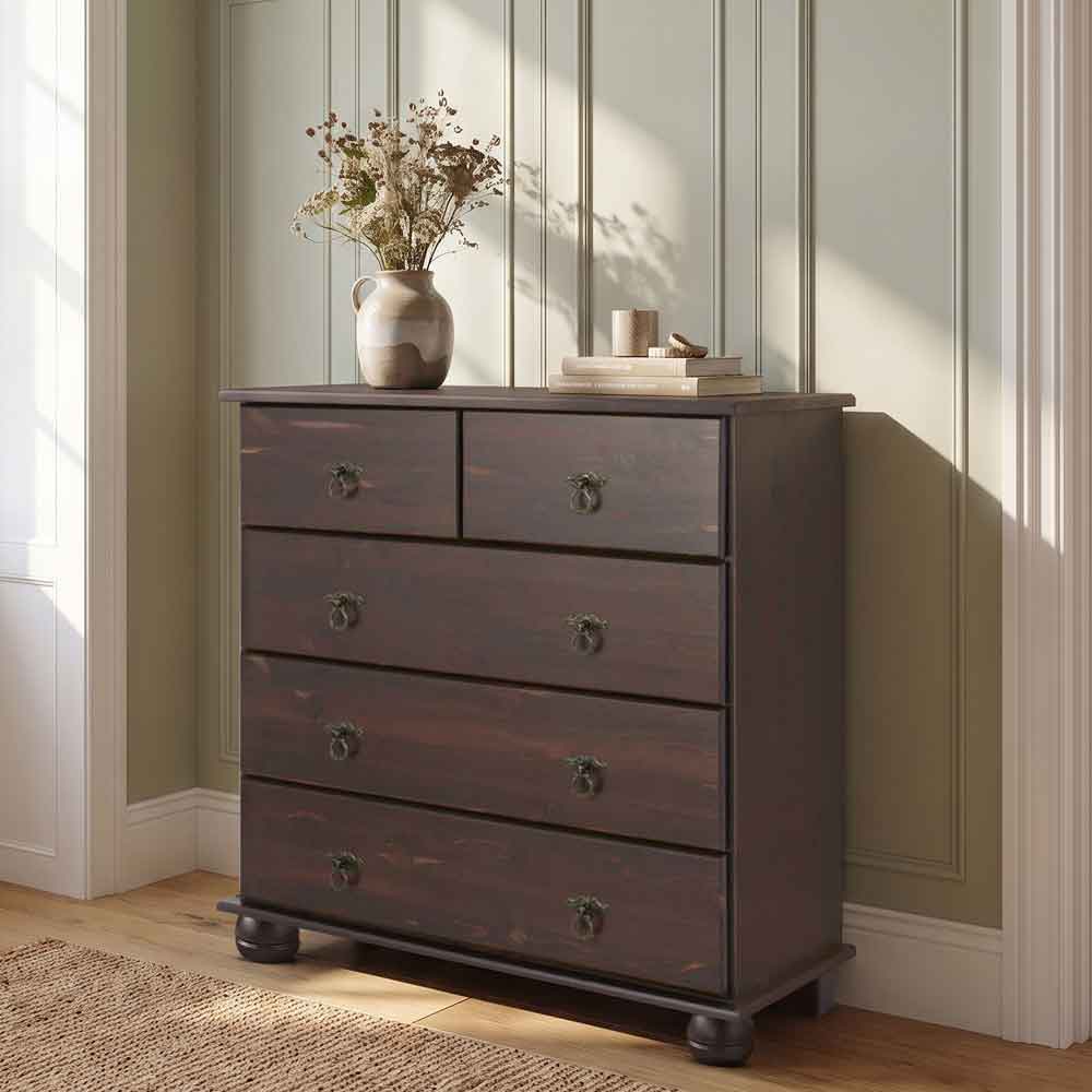 Bickley Wooden Chest Of 5 Drawers in Brown