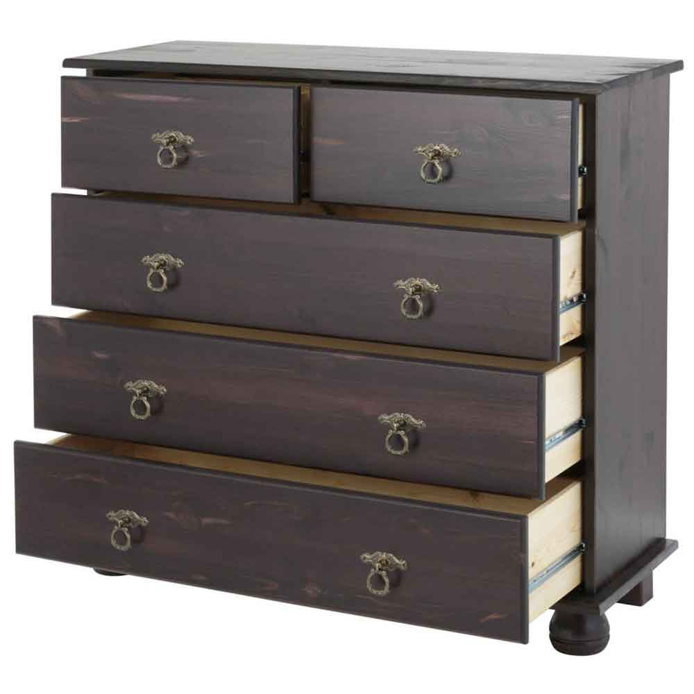 Bickley Wooden Chest Of 5 Drawers in Brown