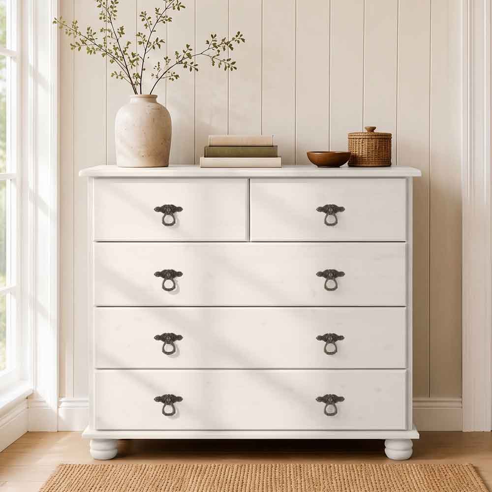 Bickley Wooden Chest Of 5 Drawers in White