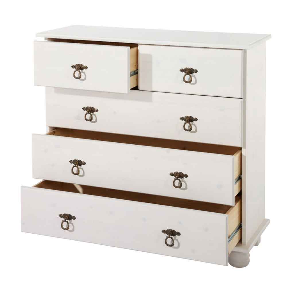Bickley Wooden Chest Of 5 Drawers in White