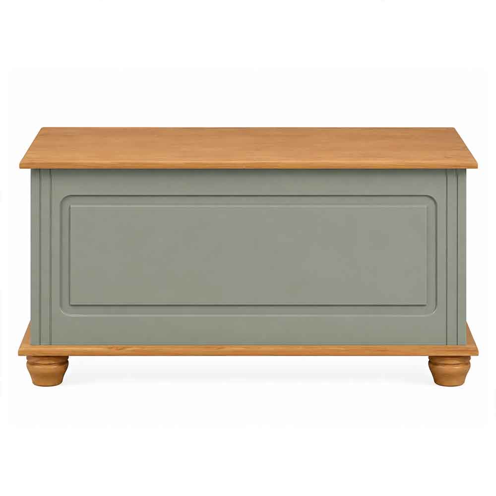 Bickley Wooden Hallway Storage Bench in Green and Stained Wax