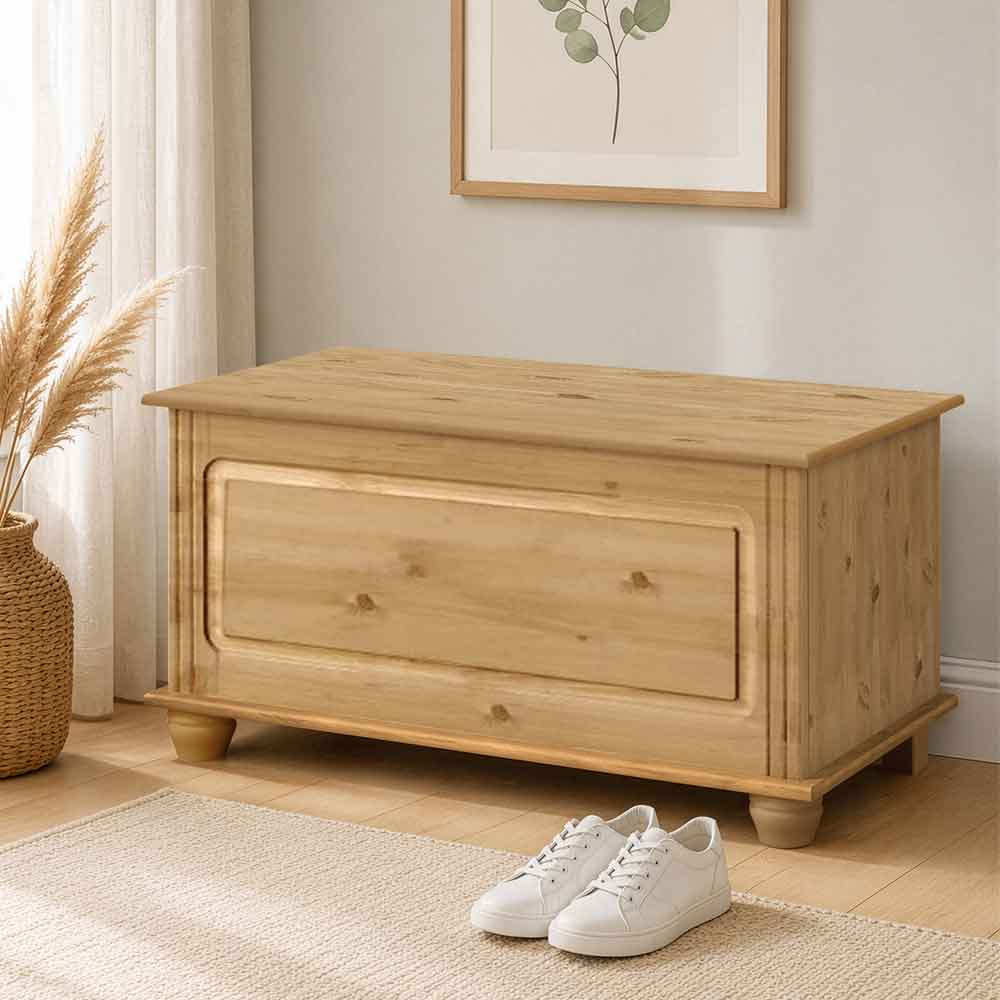 Bickley Wooden Hallway Storage Bench in Natural