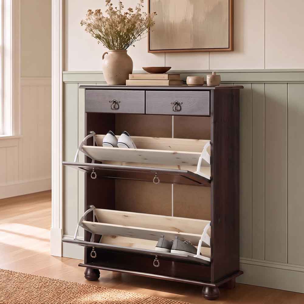 Bickley Wooden Shoe Storage Cabinet in Brown