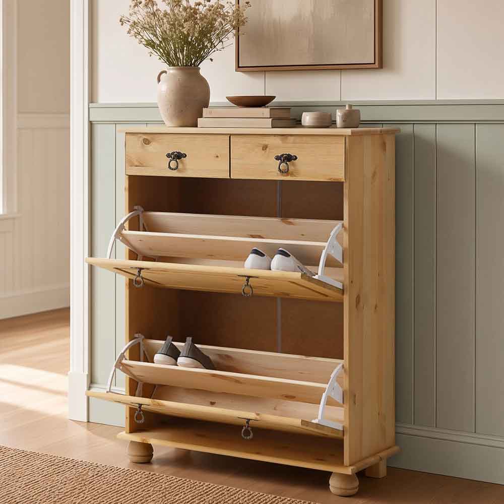 Bickley Wooden Shoe Storage Cabinet in Natural