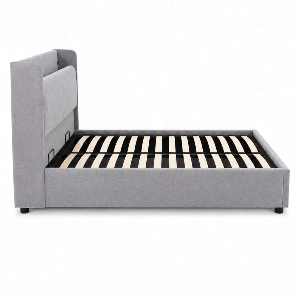 Bicknell Fabric Ottoman Storage Double Bed with USB Charging in Grey
