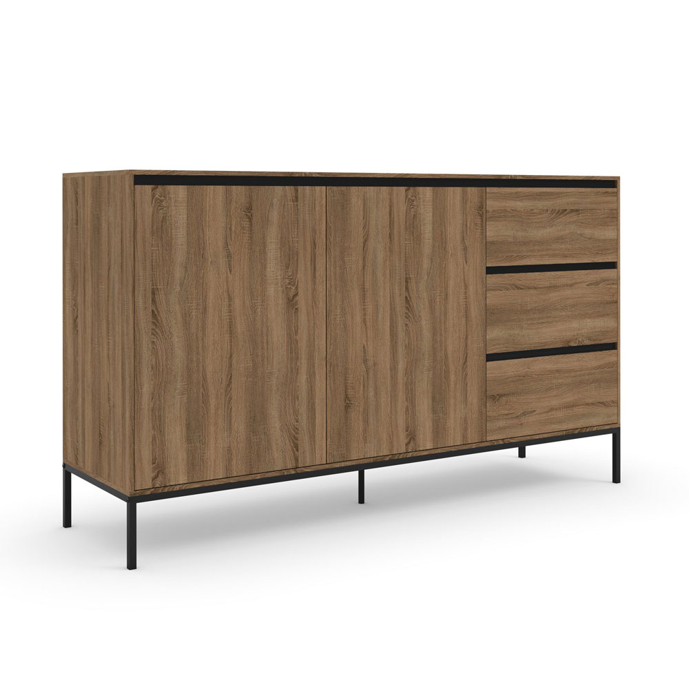 Bickston Wooden Sideboard with 2 Doors in Natural and Black