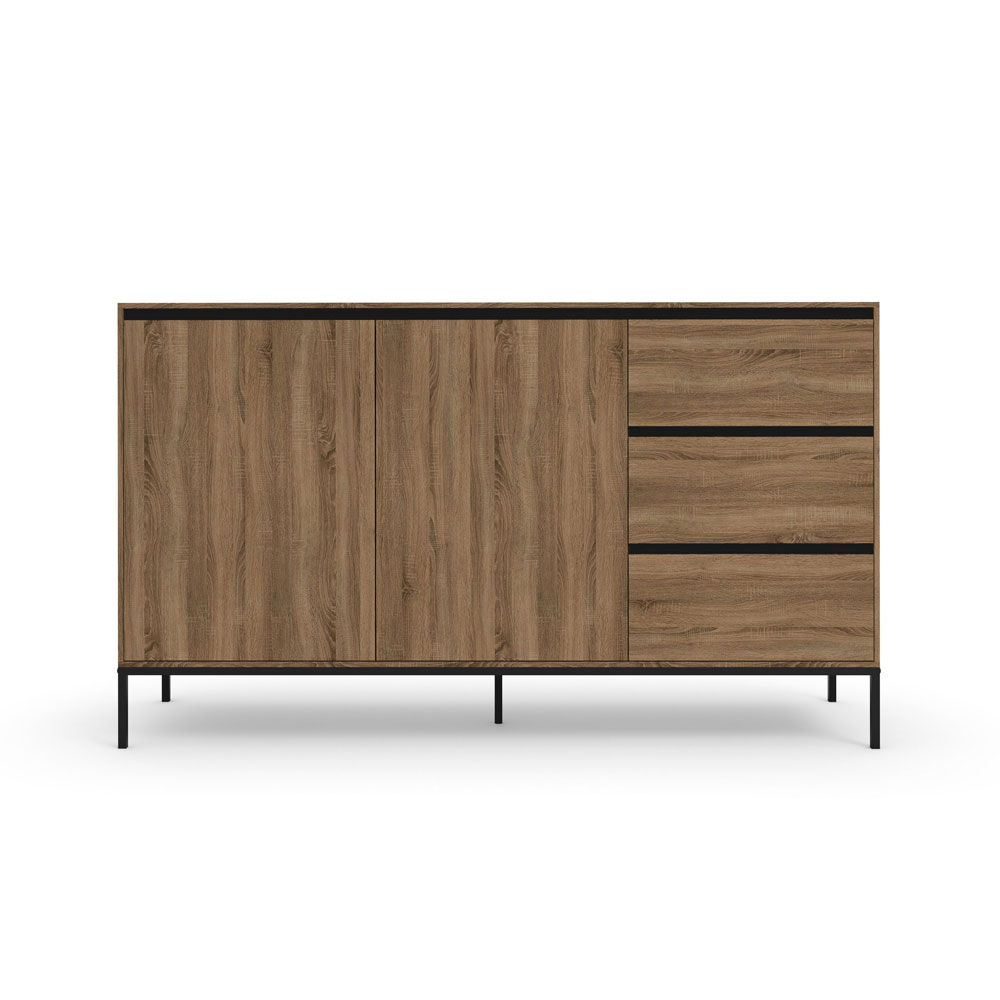 Bickston Wooden Sideboard with 2 Doors in Natural and Black