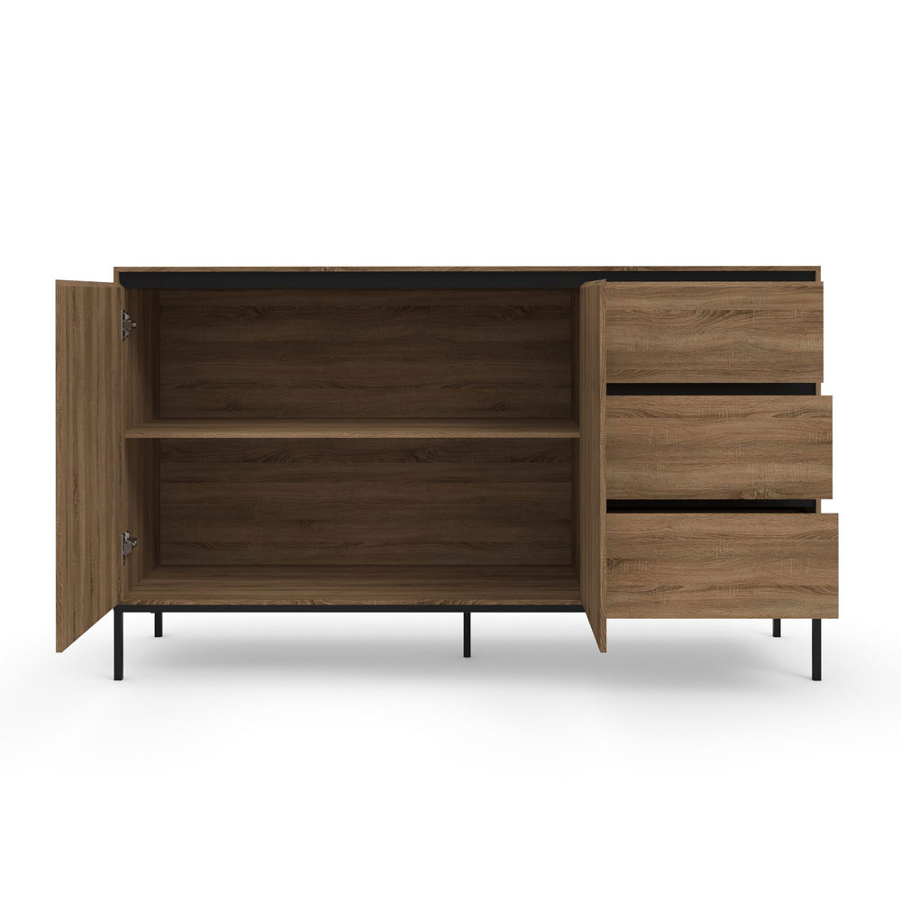 Bickston Wooden Sideboard with 2 Doors in Natural and Black