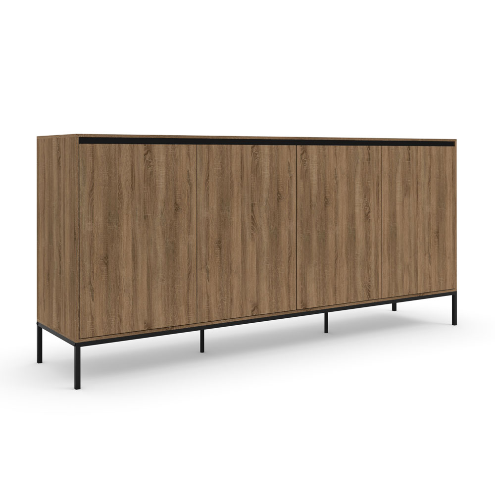 Bickston Wooden Sideboard with 4 Doors in Natural and Black